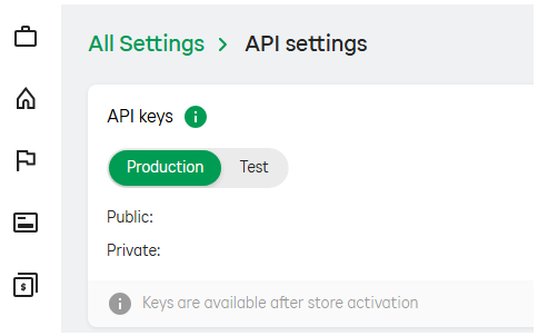 LiqPay merchant dashboard — API keys page