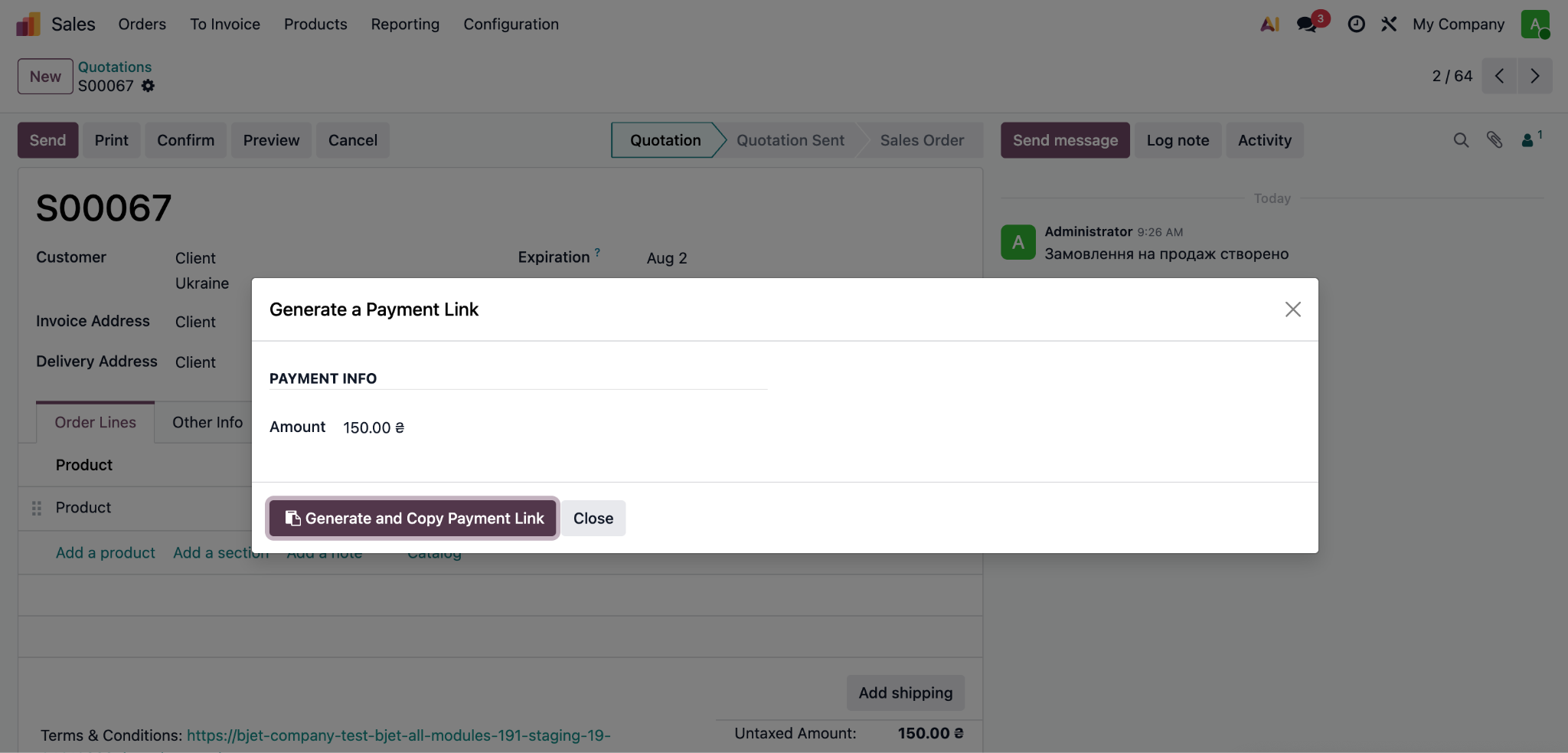 Generate and Copy Payment Link