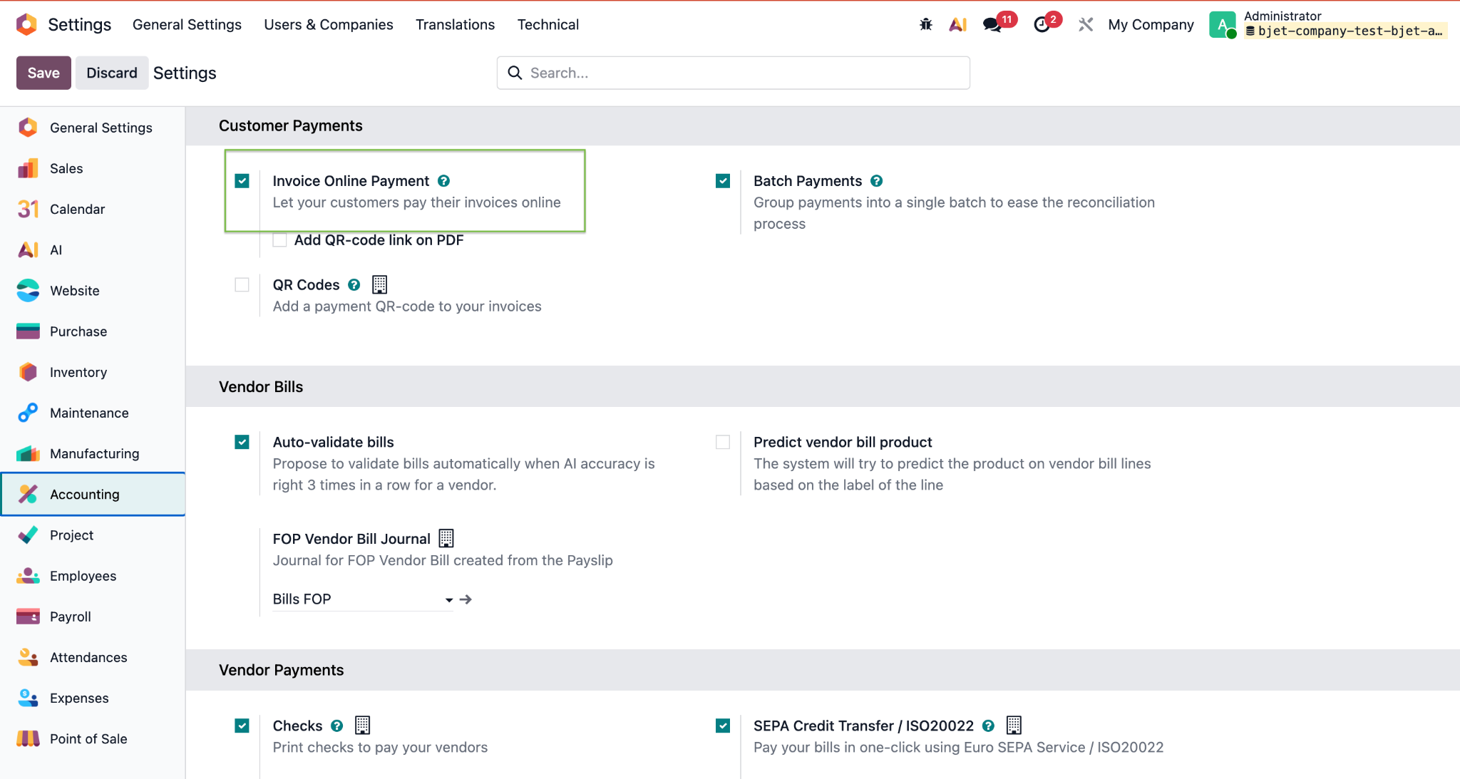 Enable Generate invoice for online payment in Invoicing settings